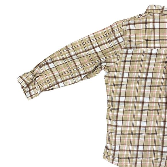 Cotton On Shirt Womens Large Tan Plaid Flannel Button Up Casual Outdoor Ladies - Picture 11 of 16
